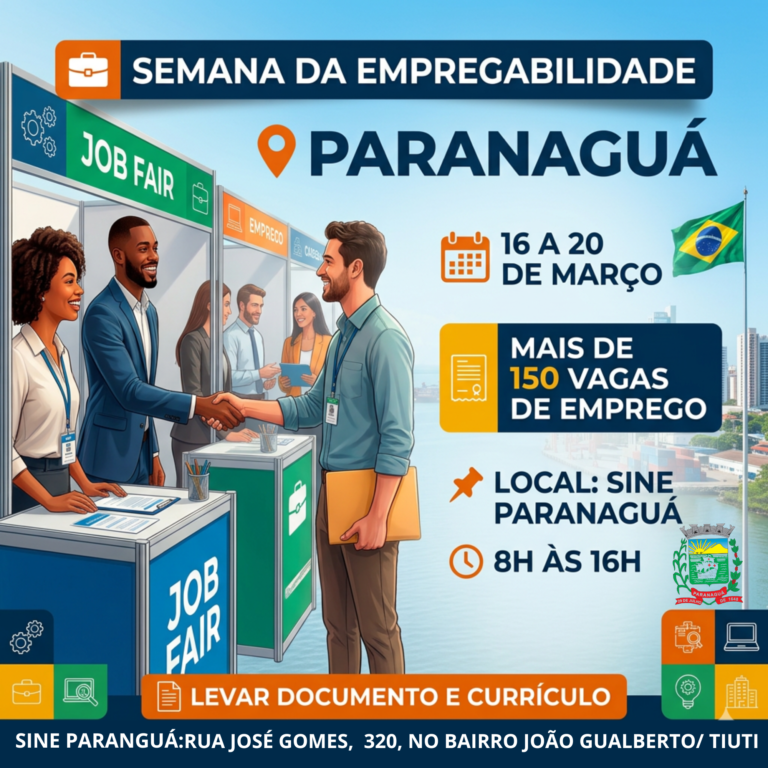 Semana da Empregabilidade: mais de 150 vagas disponíveis em Paranaguá