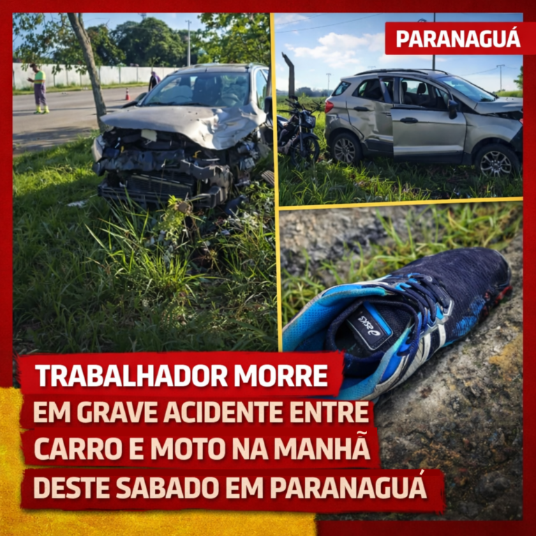 Motociclista morre após grave acidente envolvendo carro na manhã deste sábado em Paranaguá