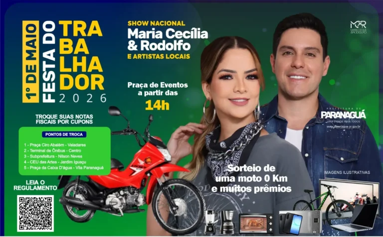Dupla Maria Cecília & Rodolfo é atração nacional da Festa do Trabalhador em Paranaguá