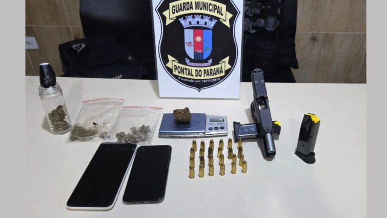 Guarda Municipal apreende pistola 9mm, drogas e munições após denúncia de ameaça